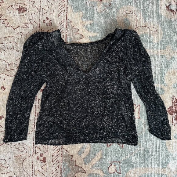 ba&sh Cadia Silk Blend Sheer Long Sleeve Blouse - Picture 2 of 5